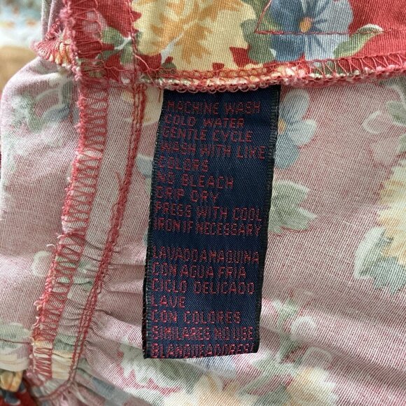 Y2K Ralph Lauren Mini Dress Womens Red Milkmaid Prairie Cotton Ruffle - Picture 6 of 8